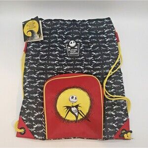 NEW Disney Nightmare Before Christmas Jack Pull String Bag Zip Pocket Backpack